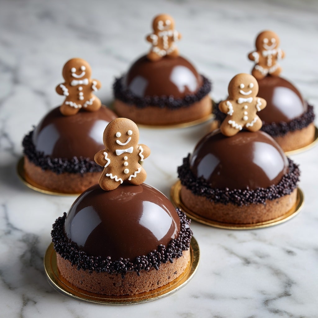 The image shows a round dessert with three visible layers placed on a white plate sitting on a white marbled surface. The bottom layer is a dark brown, crumbly crust. Above it is a thick, smooth, light brown mousse layer forming most of the dessert's body. The top layer is a thin, glossy chocolate glaze. The dessert has a half-circle section cut out from the front, showing the inside texture clearly. Around the plate on the marbled surface, there is a circular drizzle of dark chocolate sauce, decorated with small bits of crumb. Photo taken with an iphone --ar 4:5 --v 7