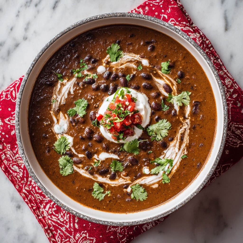 A white bowl is filled with five visible layers of food arranged side by side. The first layer on the left is chopped red tomatoes, the second is chopped yellow corn, the third is chopped green herbs with white crumbled cheese on top, the fourth layer is orange crushed chips, and the fifth is a mix of black beans with some green herbs. A woman's hand pours a brown sauce over the black bean layer, and loose cherry tomatoes are scattered on the white marbled surface behind the bowl. The photo taken with an iphone --ar 4:5 --v 7
