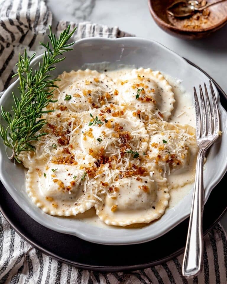 Butternut Squash Ravioli with Rosemary Cream Sauce Recipe