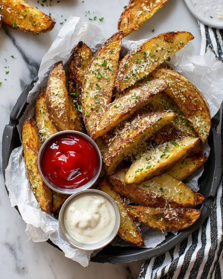 Baked Garlic Parmesan Potato Wedges Recipe