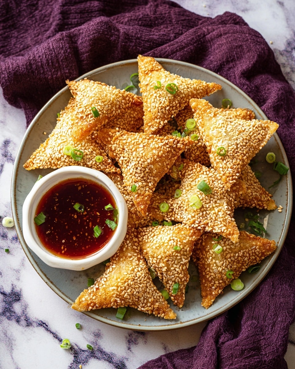 The image shows three triangular pieces of toasted bread covered with golden sesame seeds on top, placed on a light wooden board with black text printed on its side. The top layer has a crunchy texture with sesame seeds densely covering it, while the bread underneath is soft and airy with a slightly browned crust. One piece has a bite taken out of it, showing the fluffy inside. The background is softly blurred with a white marbled texture underneath, creating a clean and simple look. Photo taken with an iphone --ar 4:5 --v 7