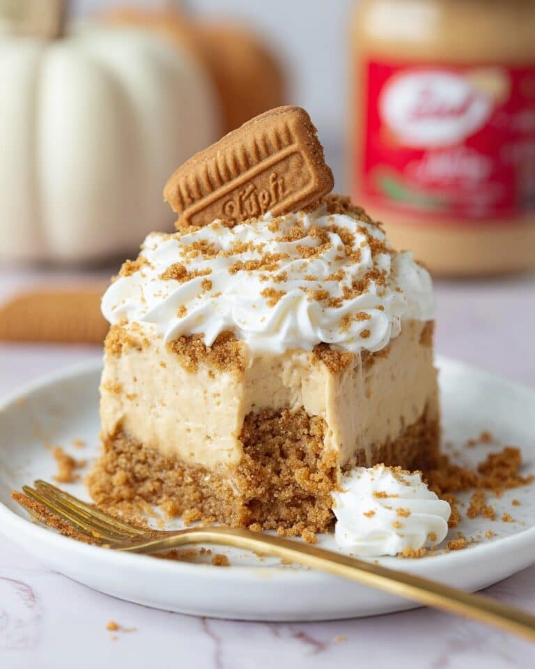 Biscoff Poke Cake with Vanilla Pudding and Cookie Butter Frosting Recipe