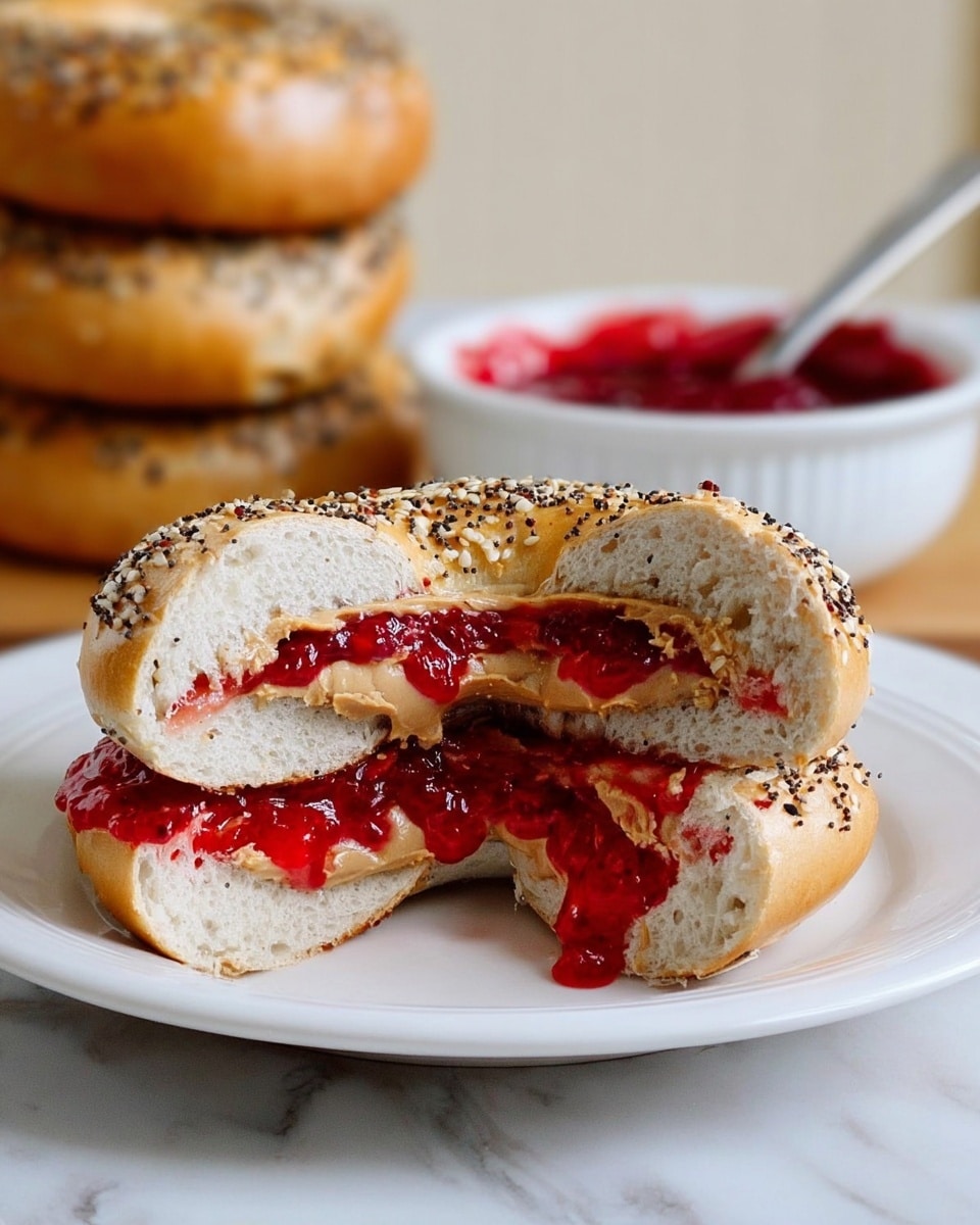 A close-up image of a clear glass jar filled with thick, textured red strawberry jam, showing visible seeds and small fruit pieces. A spoon is lifting a spoonful of the jam from the jar, held by a woman's hand, with the jam glistening under soft light. In the background, there is a white bowl with pale yellow butter and a white plate holding a few slices of multigrain bread, all placed on a white marbled surface. photo taken with an iphone --ar 4:5 --v 7