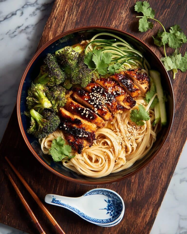 Spicy Garlic Chicken and Broccoli Noodle Bowls Recipe