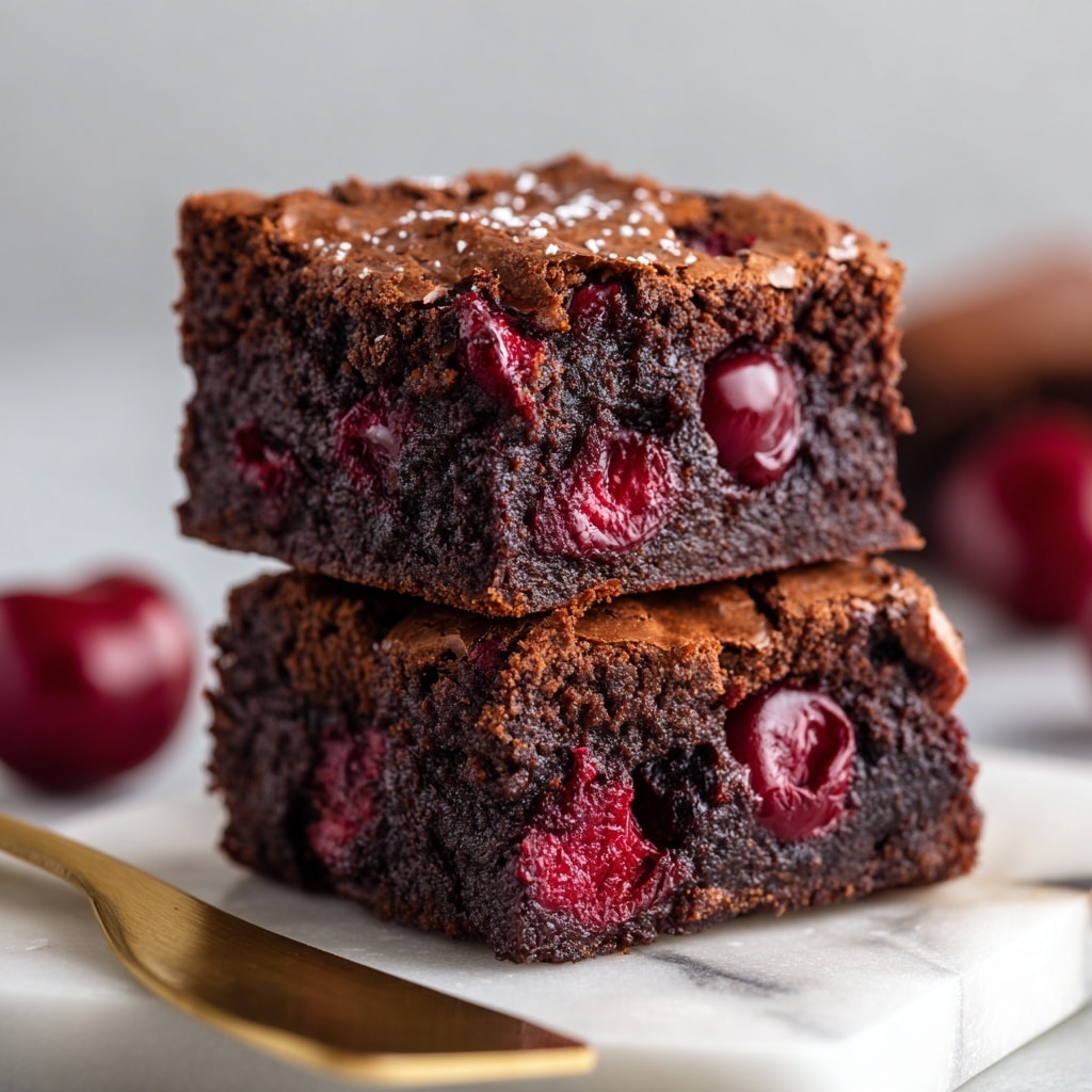 A rectangular golden brown baked cake with a slightly bumpy top surface, studded with bright red berry pieces scattered throughout, sits on a wooden board. The cake is cut into nine uneven square and rectangular pieces arranged closely but not perfectly aligned. The texture looks soft and moist with some visible cracks, and the berry juice slightly bleeds into the cake in places, creating a marbled pattern of red and brown on the top. Next to the cake is a large, shiny golden spatula lying flat on the board. The background is a white marbled texture. photo taken with an iphone --ar 4:5 --v 7