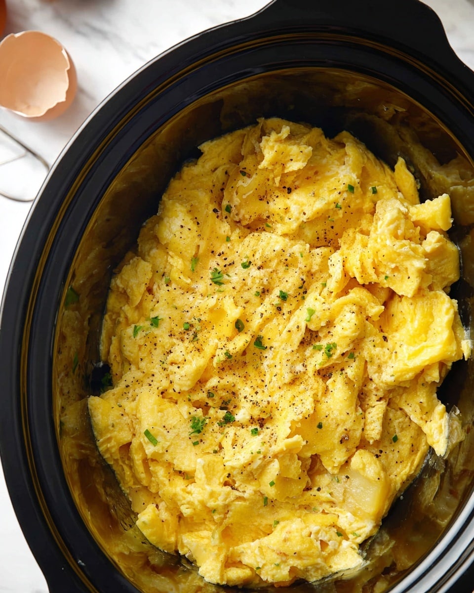 A close-up view of a white round plate filled with a large pile of bright yellow scrambled eggs, soft and fluffy in texture with small green herb bits sprinkled on top; a silver fork holds a bite of the eggs above the plate, showing the light, airy pieces in detail; the plate rests on a smooth white marbled surface, with blurred kitchen items like eggs, herbs, and containers in the background, adding a fresh cooking context photo taken with an iphone --ar 4:5 --v 7