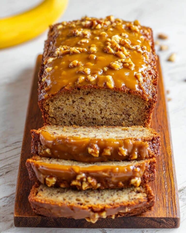 Greek Yogurt Banana Bread with Brown Sugar Pecan Glaze Recipe
