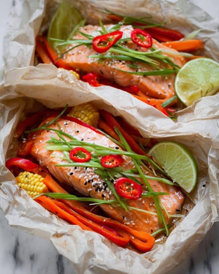 Salmon en Papillote with Vegetables and Honey Soy Glaze Recipe