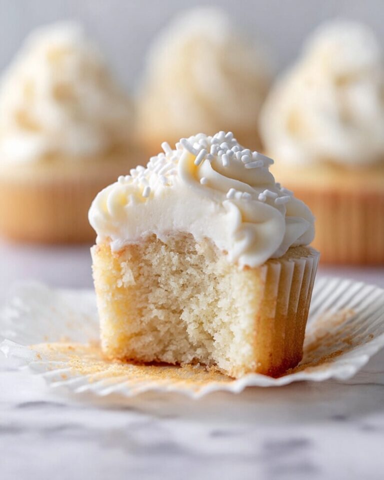 White Cupcakes with Fluffy Egg White frosting Recipe