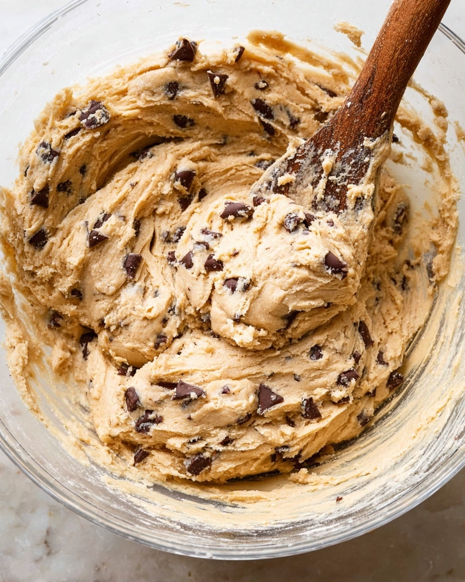 The image shows several golden brown cookies arranged closely together on a white marbled surface. Each cookie has a rough round shape with melted dark brown chocolate chunks unevenly spread on the top layer, giving a glossy texture. There is a light sprinkling of white flaky salt scattered over the cookies, enhancing the contrast with the chocolate. On the left side, there is a white scalloped dish filled with more of the white flaky salt, and in the bottom right corner, part of a clear glass of milk is visible. The overall look is warm and inviting, highlighting the soft and gooey texture of the freshly baked cookies. photo taken with an iphone --ar 4:5 --v 7
