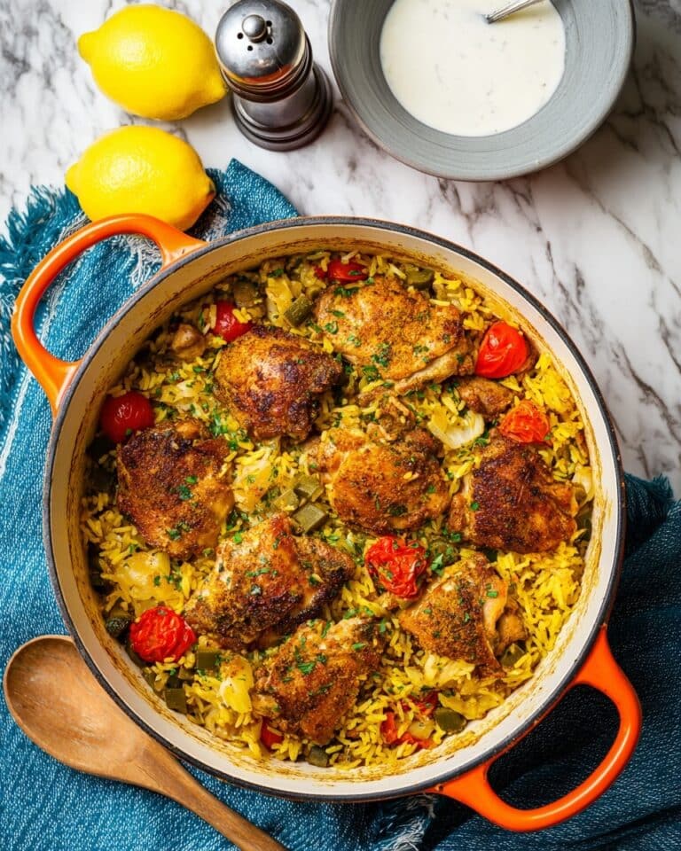 Middle Eastern Chicken and Rice with Yogurt Tahini Sauce Recipe
