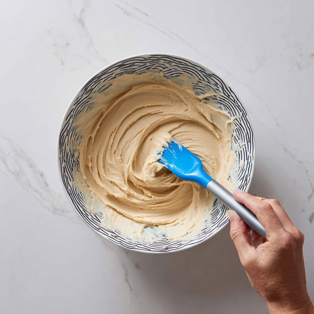 Three clear glass jars sit on a round dark wooden board placed on a white marbled surface. Each jar is filled with a smooth light brown pudding-like dessert, topped with a swirl of white whipped cream. A bright purple flower with many petals rests on the wooden board in front of the jars. To the left of the jars, there is a silver spoon with delicate patterns on the handle. The background is softly blurred with warm brown tones. photo taken with an iphone --ar 4:5 --v 7