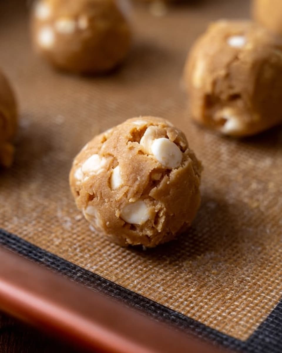 A close-up of a stack of four oat cookies broken in half, showing a soft golden-brown texture with gooey white marshmallow pieces melted inside each cookie layer, arranged on a white marbled surface with some rice cereal and mini marshmallows scattered around; in the blurred background, there is a clear jar filled with white mini marshmallows. Photo taken with an iphone --ar 4:5 --v 7