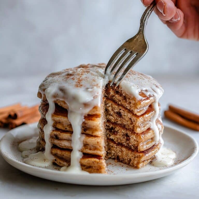 Cinnamon Roll Pancakes with Cream Cheese Glaze Recipe
