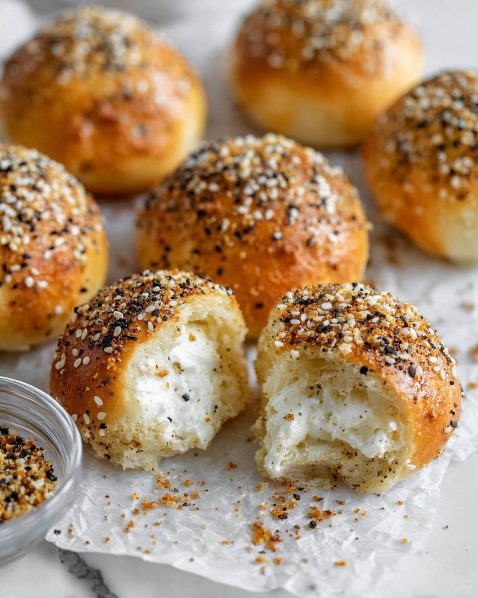 A woman's hand is dipping a round, light beige dough ball halfway into a small white bowl filled with a mix of black and white sesame seeds. On a baking tray in the background, there are multiple plain, light beige dough balls and two dough balls fully coated in the sesame seed mix. The scene is set on a white marbled surface with a blue and white striped cloth partially visible on the left side. Photo taken with an iphone --ar 4:5 --v 7