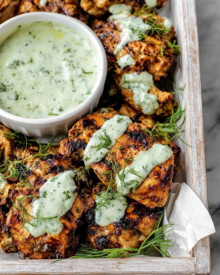 Mediterranean Grilled Chicken Thighs with Dill Yogurt Sauce Recipe
