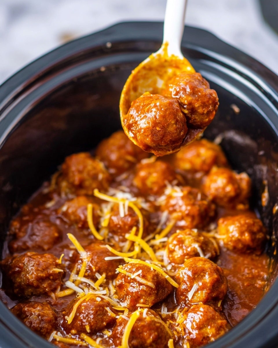 A white bowl filled with many small, round, deep-fried meatballs coated in a shiny reddish sauce, garnished with small green herb pieces scattered on top. The bowl sits on a red and white checkered cloth, which is spread over a light woven placemat, all placed on a white marbled surface. Around the bowl, there is a white bowl with shredded cheese to the left, a wooden spoon to the right, a golden fork at the bottom left, and two wooden containers in the background. photo taken with an iphone --ar 4:5 --v 7